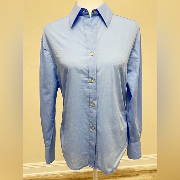 Vince Light Blue Button Down 100% Cotton Shirt Blouse 
with Classic Collar S XS - Picture 1 of 15